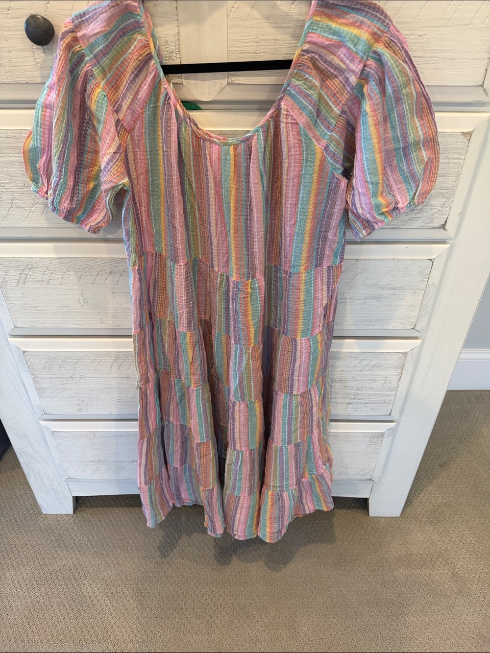 J. Crew Pastel Striped Tiered Dress in Pink, Blue, Yellow, Mint
